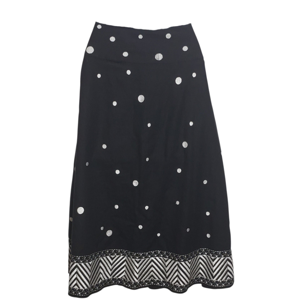 Vintage Carole Little 90s Whimsigoth Polka Dot Midi Skirt Zigzag Hem  4